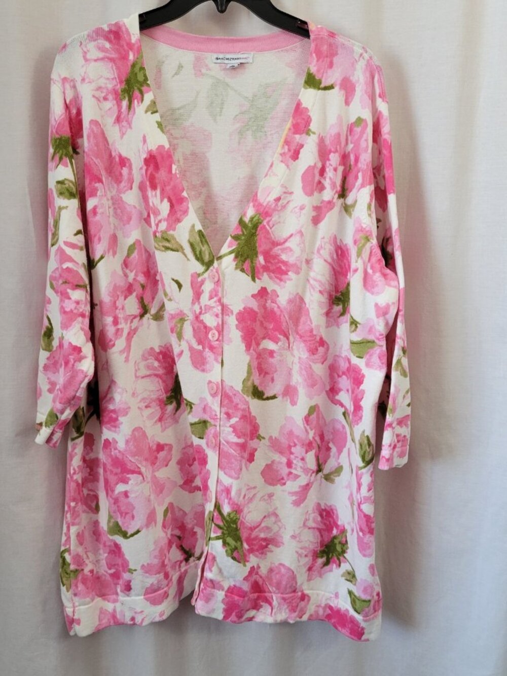 Isaac Mizrahi Sweater Cardigan Top 3X Floral Rose Gardencore Granny Chic Cottage - Picture 2 of 11
